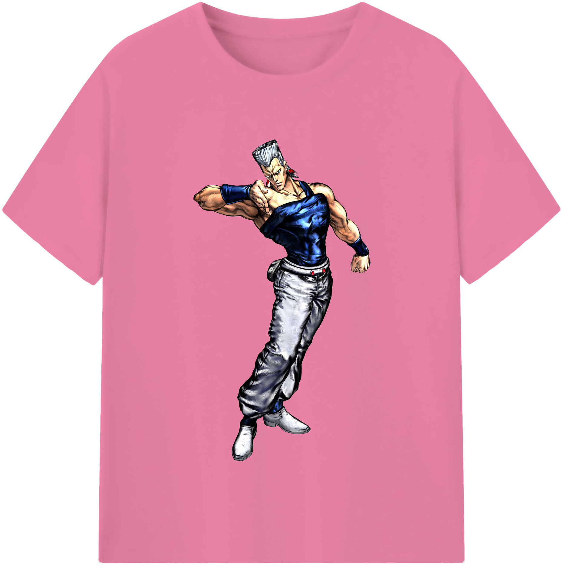 （画像用） ジョジョの奇妙な冒険 ジャン＝ピエール?ポルナレフ JoJo's Bizarre Adventure Jan Pierre Polnareff 綿100％半袖Tシャツ（フロントプリント）